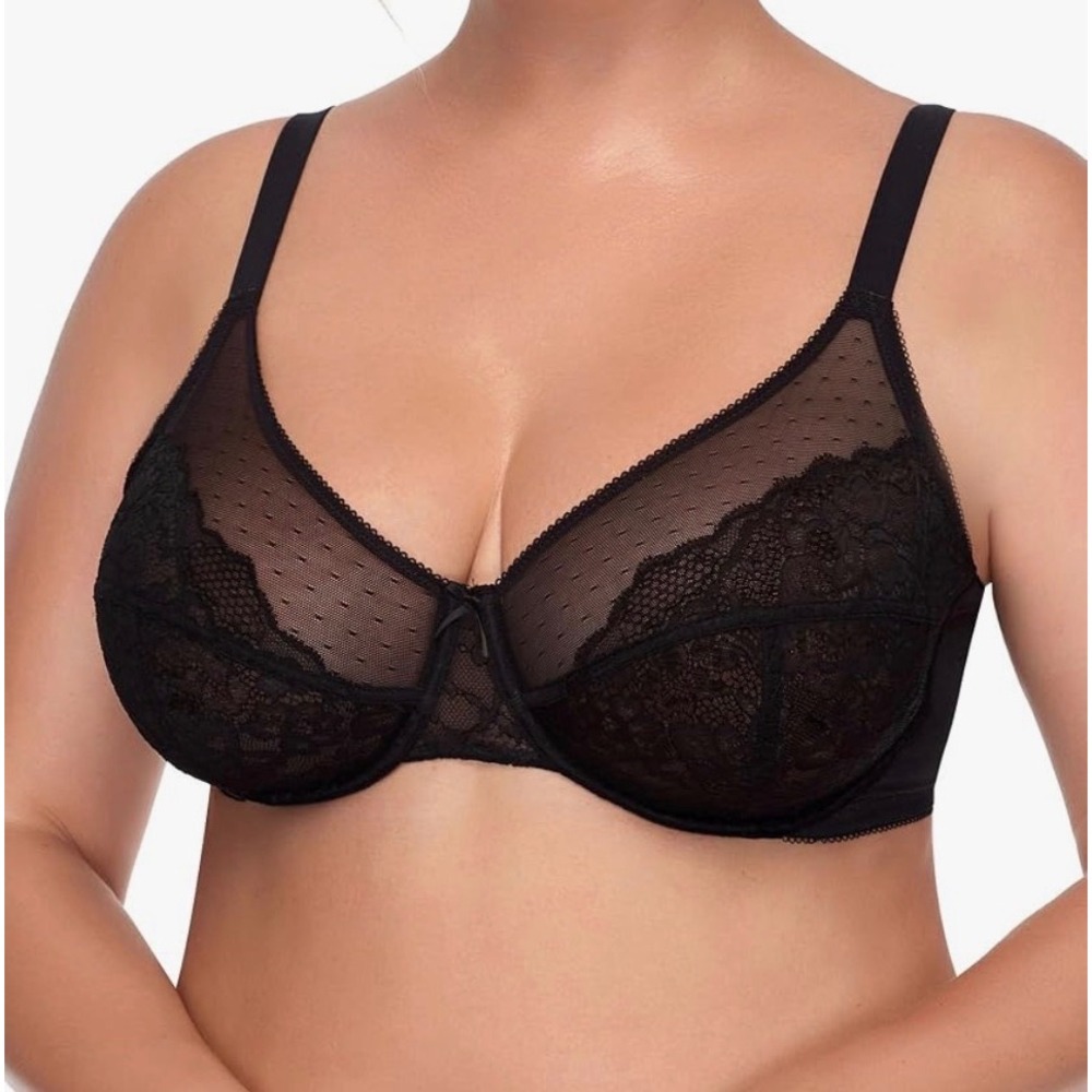 HSIA 40DD Black Lace Minimizer Underwire Bra Full Coverage